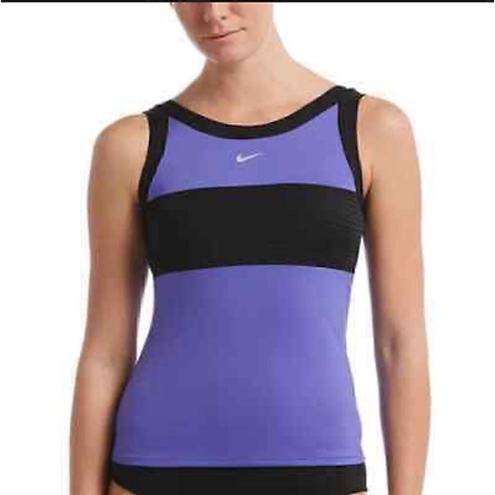 Nike Dri-Fit Vented Novelty Purple Black Racerback Tank Top Size XS Built in Spo